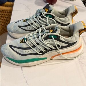 Adidas men’s Sneakers - White, Black, Orange and Green 13